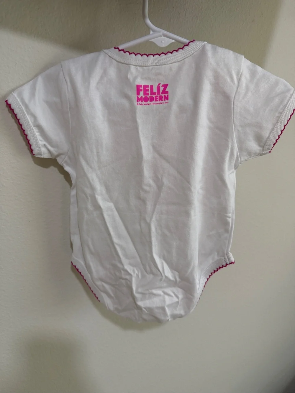 White Baby Fiesta Onesie with Hot Pink Floral Print